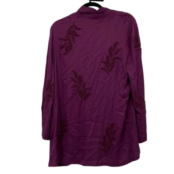 Zara Purple Beaded Embroidered High Waist Drawstring Kimono And Pants Set Sz XS - Picture 4 of 11